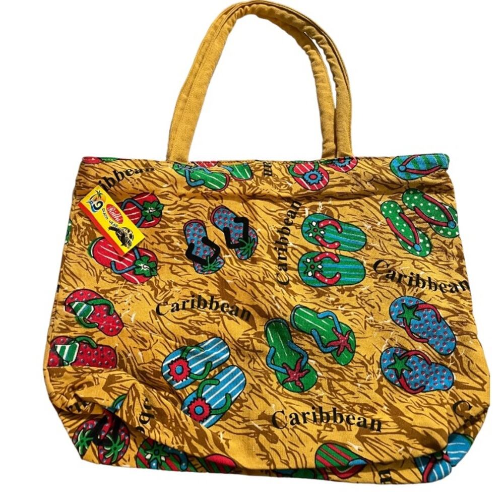 Canvas Caribbean Multi Color Yellow Flip Flops Zip Ridhi Beach Tote Bag India
